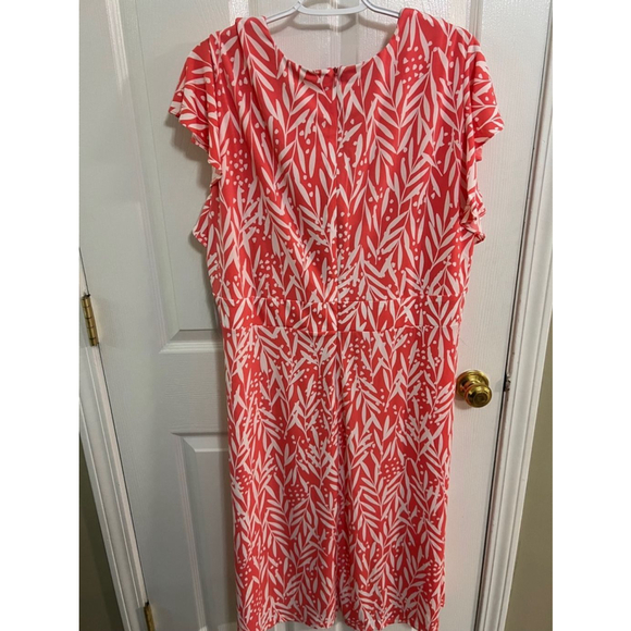 🔵 London Times Red and White Ruffle Sleeve Dress Size 20W NWT - Picture 9 of 11